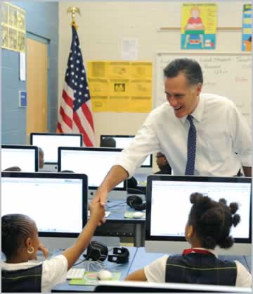 Mitt Romney in classroom