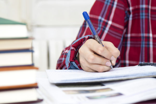 students writing