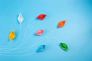 Different-colored boats showing personalization