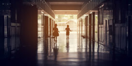 School safety is important, as seen by these two students walking in a school hallway.