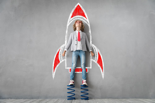 Using multi-tiered systems of support, or MTSS, can help administrators and teachers better support student success, like this student in a chalk rocket ship bound for success and growth.