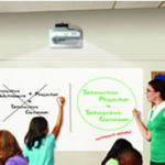 Since it's ultra short-throw, the projector won't shadow educators or students at the whiteboard.